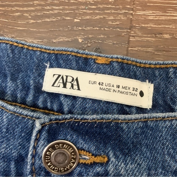 Zara womens blue the 90s full length raw hem jeans 10 - Picture 5 of 8